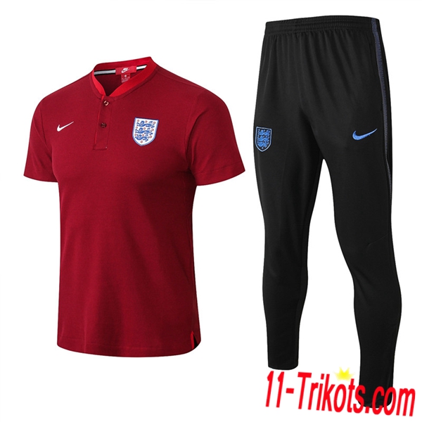 Neuestes Fussball England Poloshirt + Hose Rot 2018 2019 | 11-trikots