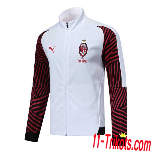 Neuestes Fussball AC Milan Trainingsjacke Weiß/Rot 2018/2019 | 11-trikots