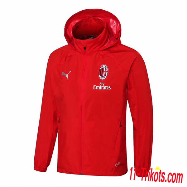 Neuestes Fussball AC Milan Rot Windjacke 2018 2019 | 11-trikots