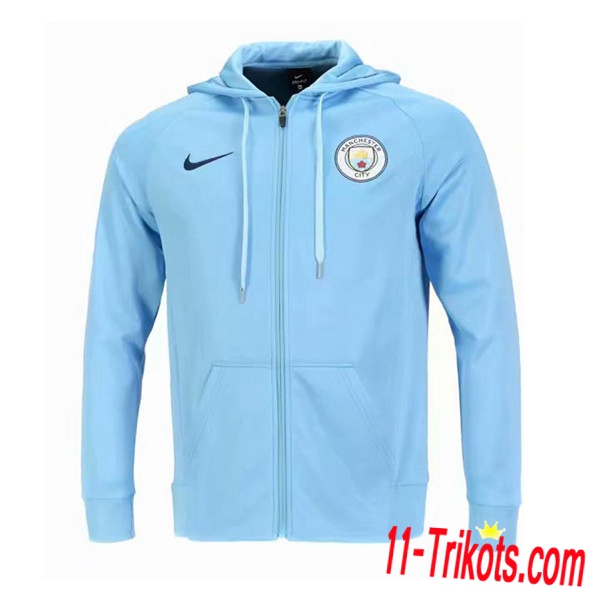 Chaqueta Futbol con capucha Manchester City Azul Claro 2018 2019