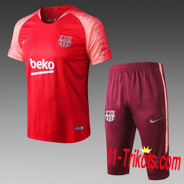 Neuestes Fussball Pre Match FC Barcelona Trainingstrikot + 3/4 Hose Rot 2019 2020 | 11-trikots