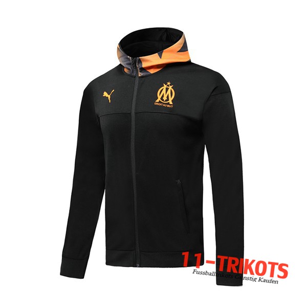 Chaqueta Futbol Con Capucha Marsella OM Negro 2019 2020