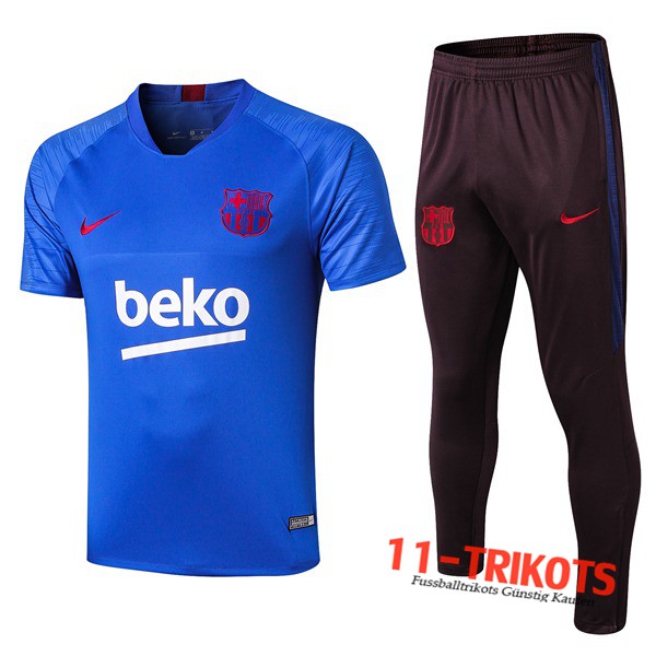 Neuestes Fussball T-Shirts FC Barcelona Trainingstrikot + Hose Blue 2019 2020 | 11-trikots