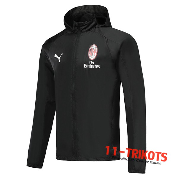 Neuestes Fussball Milan AC Trainingsjacke Windjacke Schwarz 2019 2020 | 11-trikots