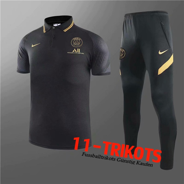 Paris PSG Poloshirt + Hose Schwarz 2020/2021