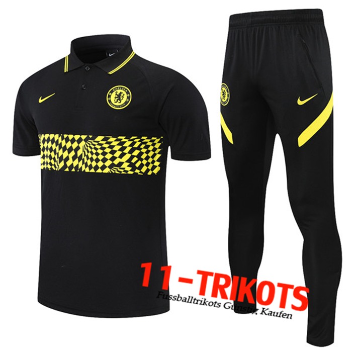 FC Chelsea Poloshirt + Hose Schwarz/Gelb 2021/2022