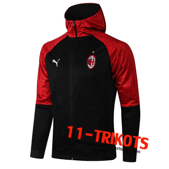 AC Milan Trainingsjacke Mit Kapuze Schwarz/Rot 2020/2021