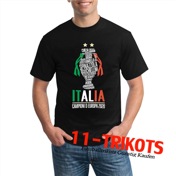 Italien T-Shirts UEFA Euro 2020 Champions Schwarz - GXHTS10