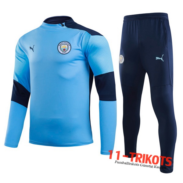 Neuestes Fussball Manchester City Kinder Trainingsanzug Blau 2020 2021 | 11-trikots