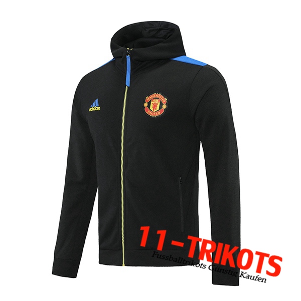 Manchester United Trainingsjacke Mit Kapuze Schwarz/Blau/Gelb 2021/2022