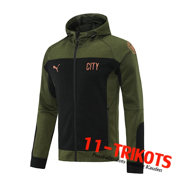 Manchester City Trainingsjacke Mit Kapuze Schwarz/Grun 2021/2022