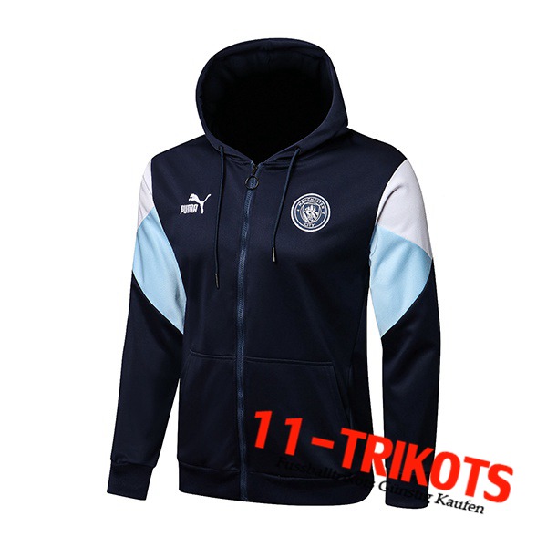 Manchester City Trainingsjacke Mit Kapuze Dunkelblau/Blau/Weiß 2021/2022