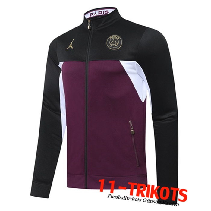 Neuestes PSG Jordan Trainingsjacke Windbreaker Schwarz/Lila 2020/2021 | 11-Trikots