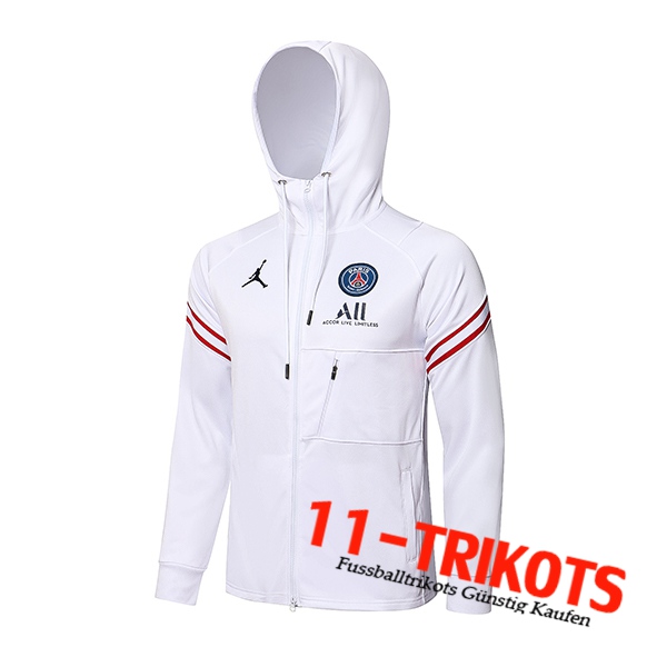 Jordon PSG Trainingsjacke Mit Kapuze Weiß 2021/2022