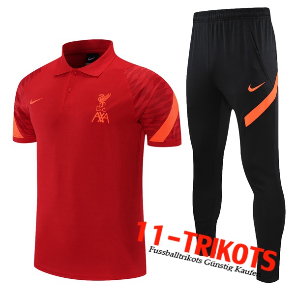 FC Liverpool Poloshirt + Hose Orange/Rot 2021/2022