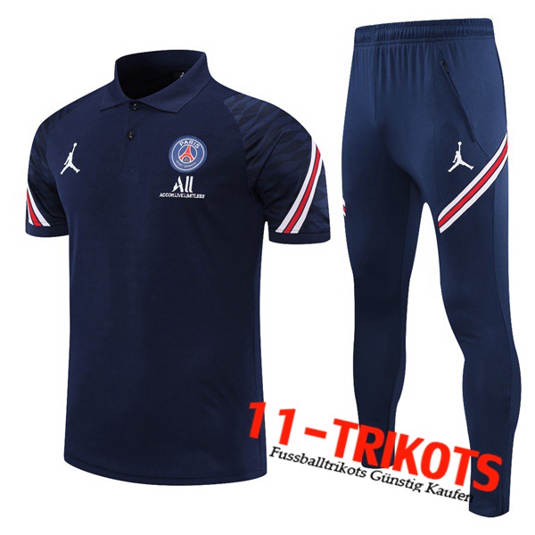 Jordan PSG Poloshirt + Hose Dunkblau/Rot 2021/2022