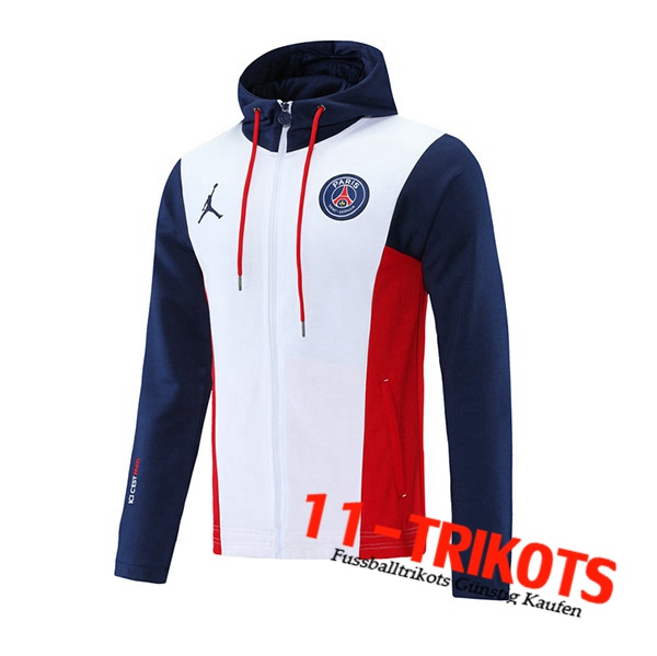 Jordon PSG Trainingsjacke Mit Kapuze Blanc/Schwarz/Rot 2021/2022