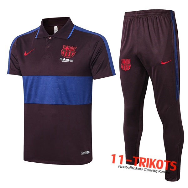 Neuestes Fussball FC Barcelona Poloshirt + Hose Marron Blau 2020/2021 | 11-trikots