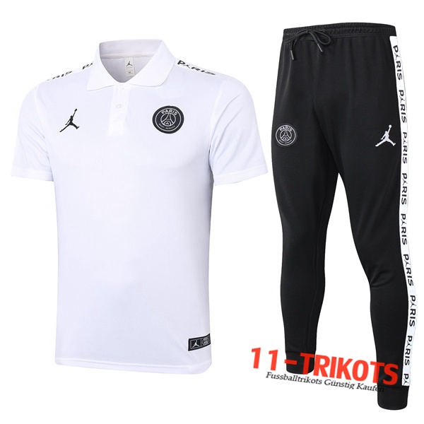 Neuestes Fussball Paris PSG Jordan Poloshirt + Hose Weiß 2020/2021 | 11-trikots