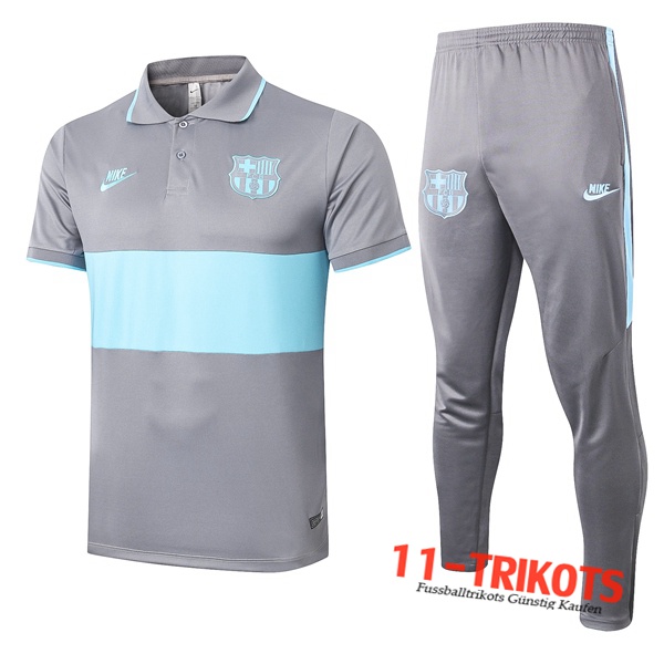 Neuestes Fussball FC Barcelona Poloshirt + Hose Grau Grün 2020/2021 | 11-trikots