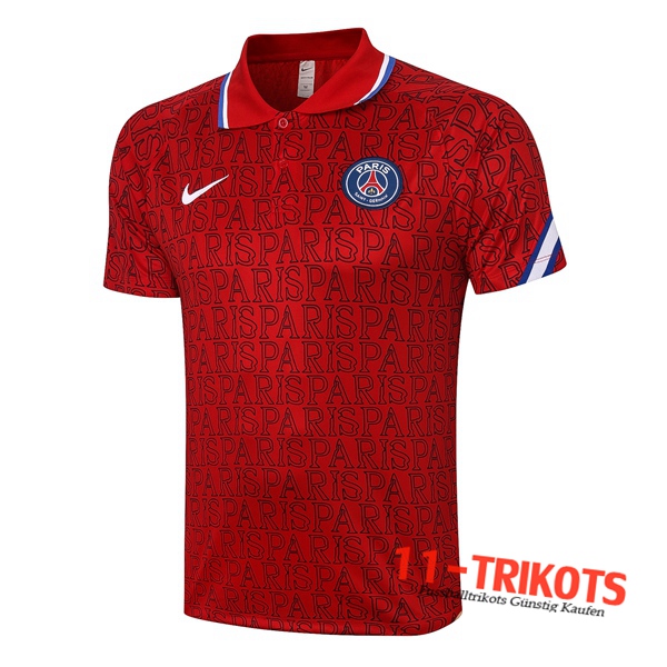 Neuestes Fussball Paris PSG Poloshirt Rot 2020/2021