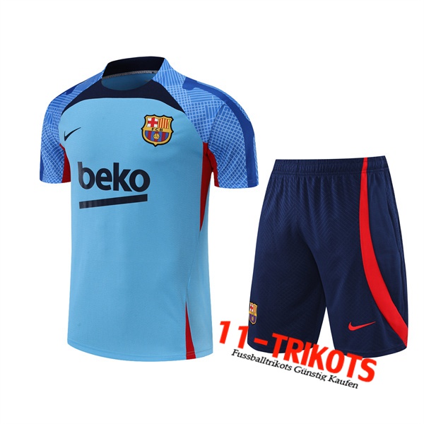 FC Barcelona Trainingstrikot +Shorts Blau 2022/2023