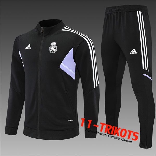 Real Madrid Trainingsanzug Windjacke Kinder Schwarz 2022/2023