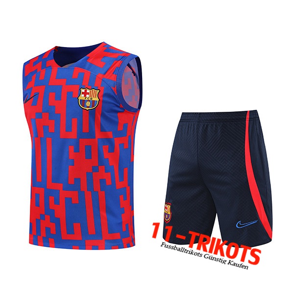 FC Barcelona Trainings-Tanktop + Shorts Rot/Blau 2022/2023