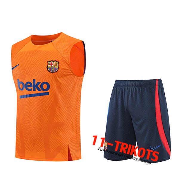 FC Barcelona Trainings-Tanktop + Shorts Orange 2022/2023