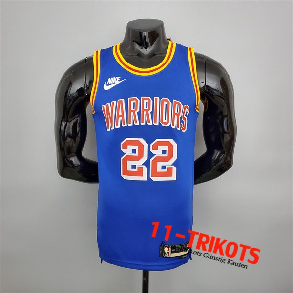 Golden State Warriors (Wiggins #22) NBA Trikots Blau Retro 75th Anniversary