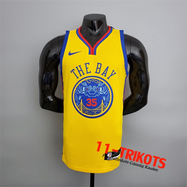 Golden State Warriors (Durant #35) NBA Trikots 2018 Gelb Chinese Dragon Robe