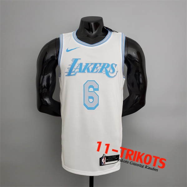 Los Angeles Lakers (James #6) NBA Trikots 2021 Retro Weiß