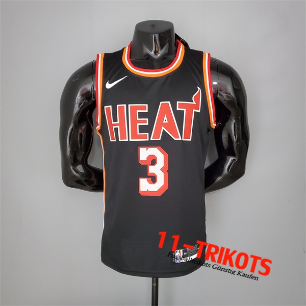 Miami Heat (Wade #3) NBA Trikots 2018 Schwarz Retro Night