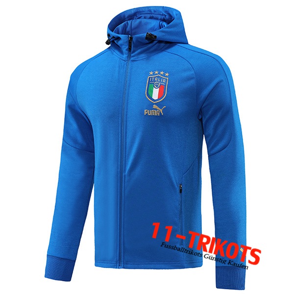 Italien Trainingsjacke Mit Kapuze Blau 2022/2023