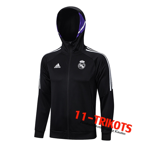 Real Madrid Trainingsjacke Mit Kapuze Schwarz 2023/2023