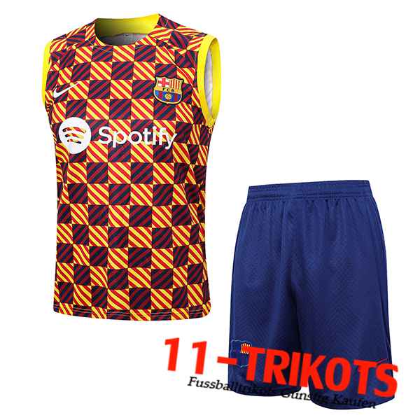 FC Barcelona Trainings-Tanktop + Shorts Gelb 2023/2024 -02