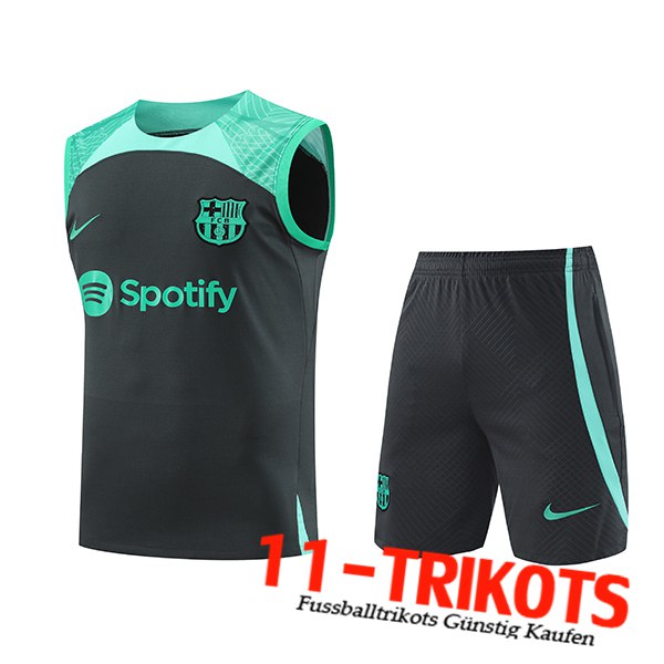 FC Barcelona Trainings-Tanktop + Shorts Schwarz/Grün 2023/2024