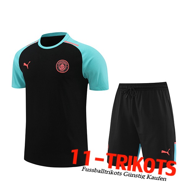 Manchester City Trainingstrikot + Shorts Schwarz/Blau 2024/2025