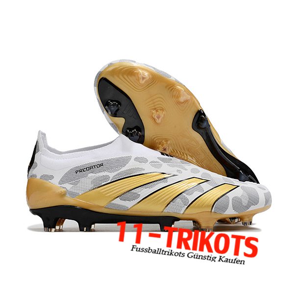 Adidas Fussballschuhe PREDATOR ELITE LACELESS BOOTS FG Weiß/Grau/Gelb