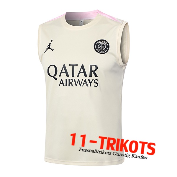 PSG Trainings-Tanktop Beige/Schwarz 2024/2025