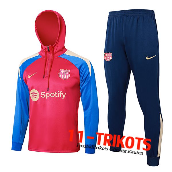 FC Barcelona Trainingsanzug Mit Kapuze Trainingsjacke Windbreaker Rot/Blau 2024/2025