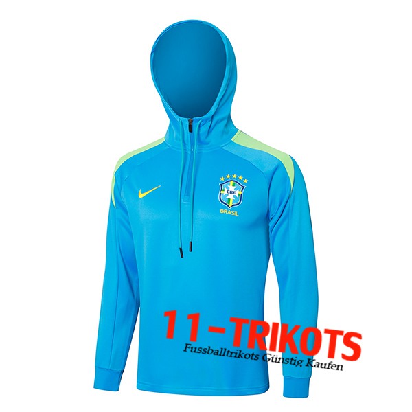 Brasilien Trainingsjacke Mit Kapuze Blau/Grün 2024/2025