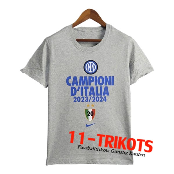 Inter Milan Fussball Trikots T-Shirt Champion Grau 2023/2024