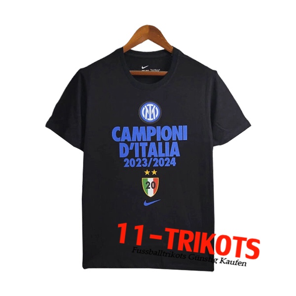 Inter Milan Fussball Trikots T-Shirt Champion Schwarz 2023/2024