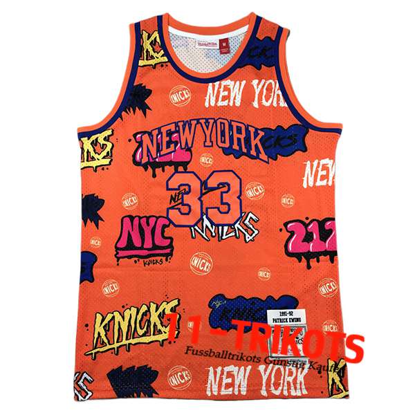 New York Knicks Trikot (EWING #33) 2024/25 Orange/Blau/Gelb