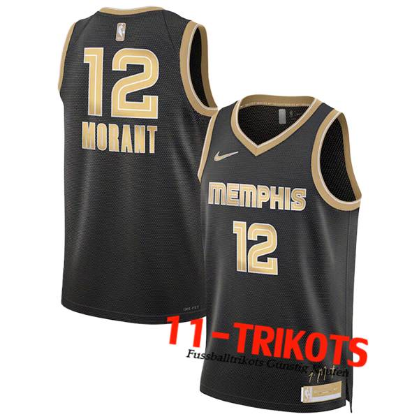 Memphis Grizzlies Trikot (MORANT #12) 2024/25 Schwarz/Gelb