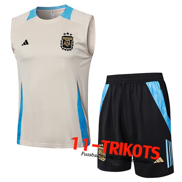 Argentinien Trainings-Tanktop Beige/Blau 2024/2025