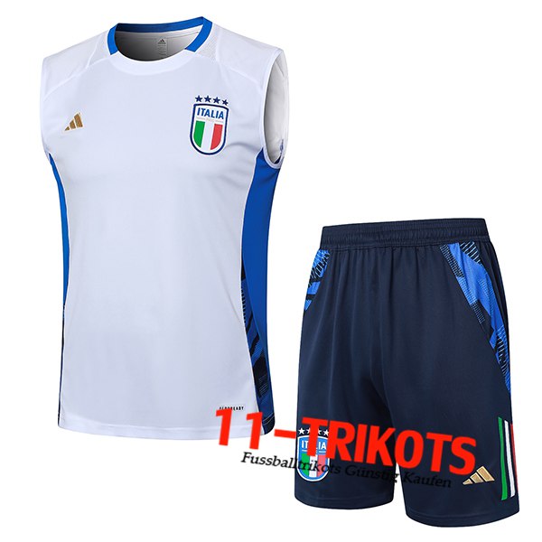 Italien Trainings-Tanktop Weiß/Blau 2024/2025