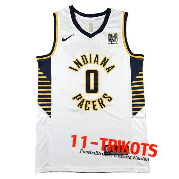 Indiana Pacers Trikot (HALIBURTON #0) 2024/25 Weiß/Schwarz/Gelb