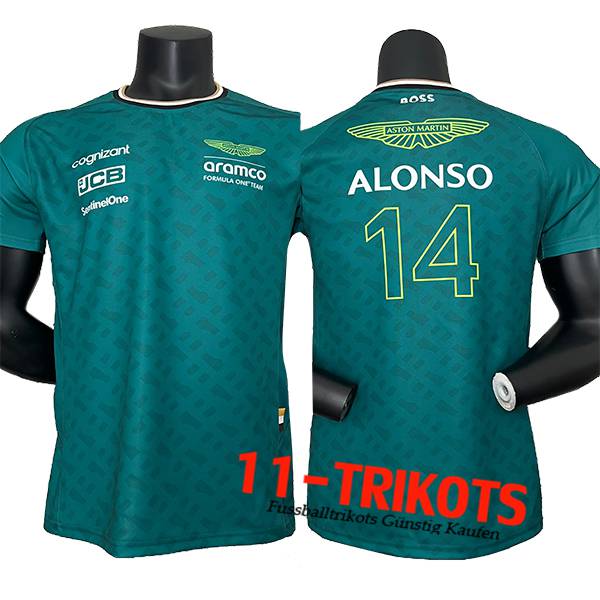 T-Shirt F1 Aston Martin Team (ALONSO #14) Grün 2024